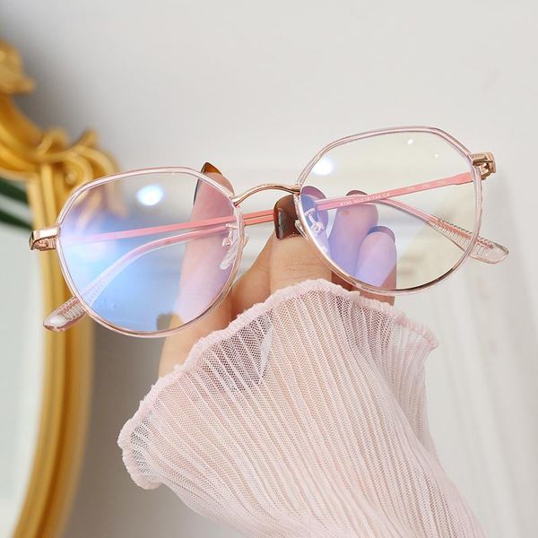 

sunglasses tr90 big face frame metal anti blue light blocking glasses women computer uv round eyewear optical spectacle, White;black