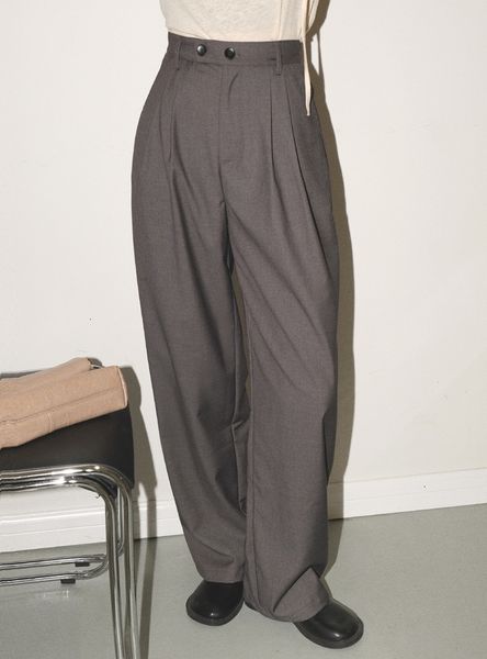 

new 2021 spring korean fashion high waist straight leg women suit trousers loose pleated long pants beige brown nw85, Black;white