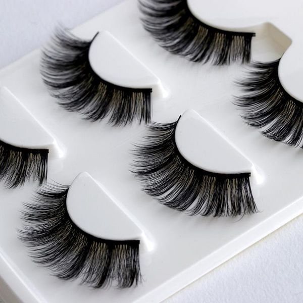 

false eyelashes woman's fashion 3d silk fiber thick cross voluminous lashes extension tools handmade messy natural beauty makeup