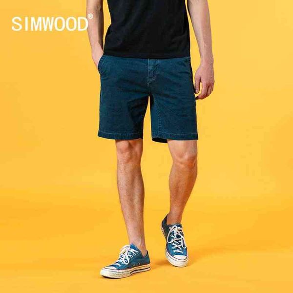 Simwood 2021 Sommer Neue Blumendruck Shorts Männer Italienische Stil Knielangen Kleidungsgefärbte Denim Kurzer Highquality Hose SJ130750 H1210
