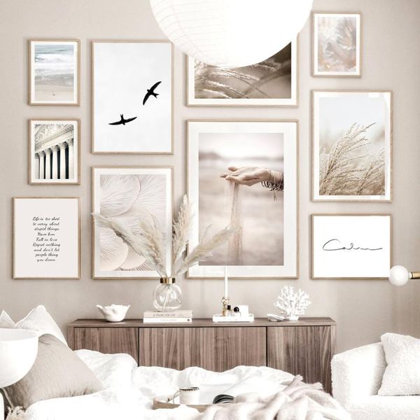 

paintings nordic sand falling reeds mushroom birds calm beach poster wall art canvas print for livingroom bedroom home decoration
