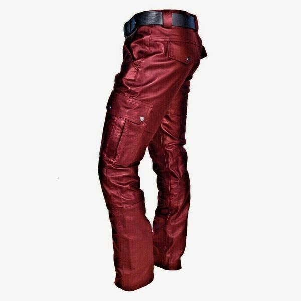 

new solid color pu fashion street men's leather pants, Black;green