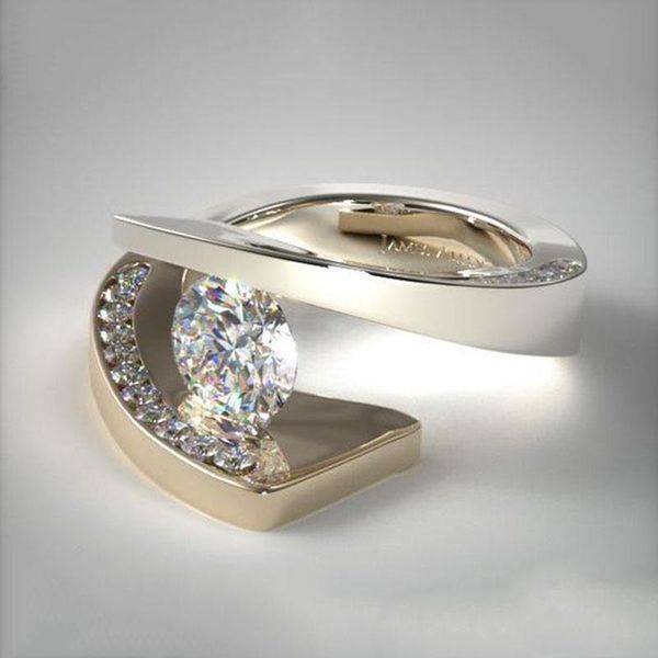 

cluster rings delicate gold color for women luxury jewelry white stone wedding ring promise love engagement z5x880, Golden;silver