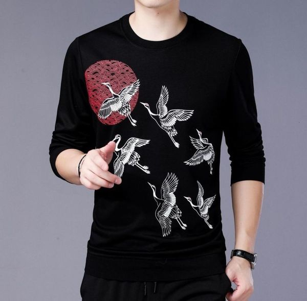

autumn neck crew and winter 2021 pullover new print sportswear casual fashion men's sweater t-shirt, Gray
