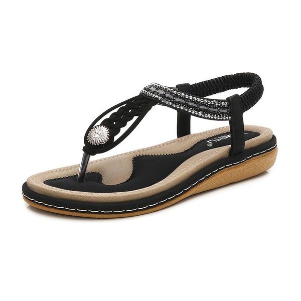 

sandals women's 2021 big yang button drill woven large size shoes, Black