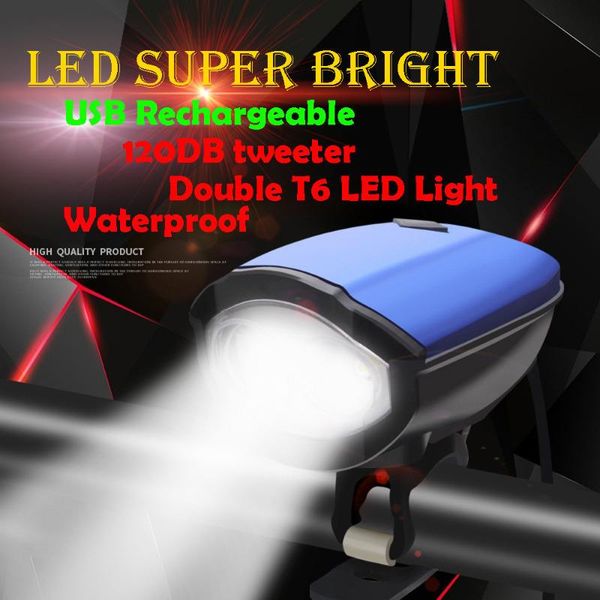 

bike lights cycling usb rechargeable light double lamp head bicycle horn lights#20