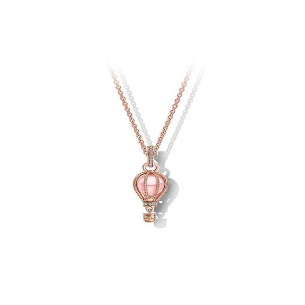 

fashion 18k charm pendant necklace with original box suitable hor pandora rose gold cz diamond chain for couple summer gift jewelry 45cm, Silver