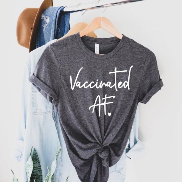 

women's t-shirt vaccinated shirt awareness pro-vaccine science fully funny vaccine tees quarantined shirts harajuku, White