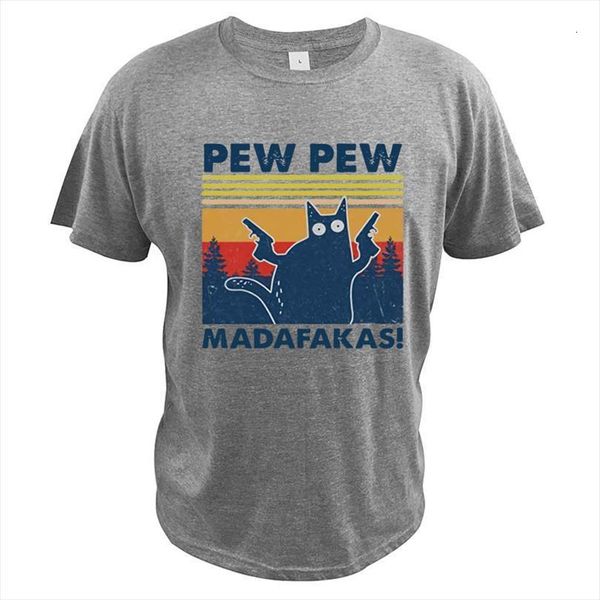 

pew madafakas funny cat novelty men t shirts vintage crew neck short sleeve gifts 100% cotton eu size clothing, White;black