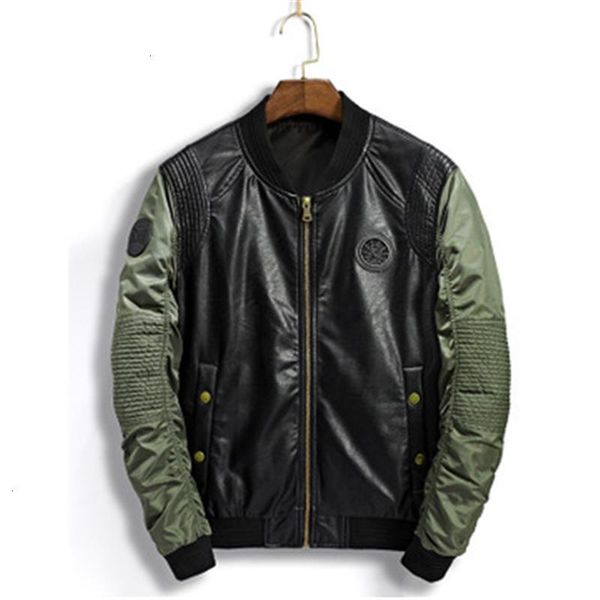 

uplzcoo bomber jacket men fur leather autumn/winter men zipper o-neck hip hop green black coats streetwear size up to 3xl ja252, Black;brown
