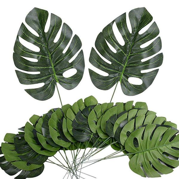 

fake faux artificial tropical palm leaves for home kitchen party decorations or handcrafts 24 counts