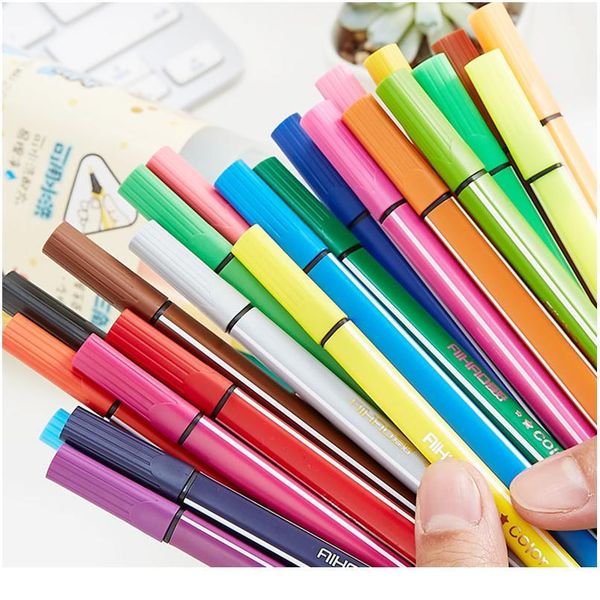 

non-toxic colors marker pens drawing set kawaii 12/18/24/36 watercolor felt pens for kids gift school office stationery jllfet