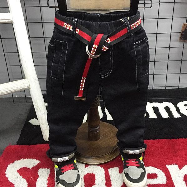 

jeans 2021 kids boys thickening autumn and winter pants denim clothing children baby boy cowboy long trousers as21, Blue