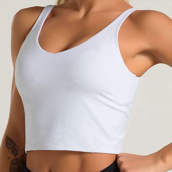 

sports bra fitness womens camis sleeveless solid color casual vest ladies movement short push up sport, White