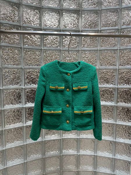 

2021 autumn winter designer brand vintage wool gold button coat, Black;brown