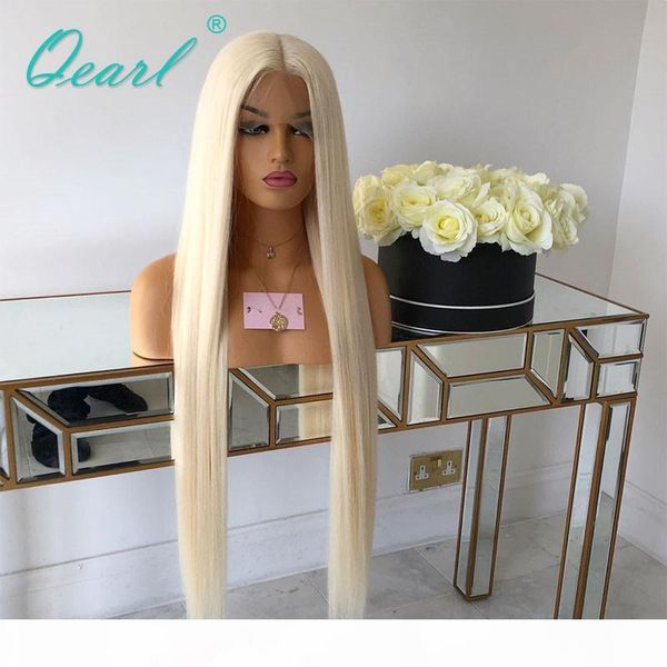 

light blonde human hair lace front wig 13x6 deep middle part straight lace wigs brazilian remy hair 150% 180% density qearl, Black;brown