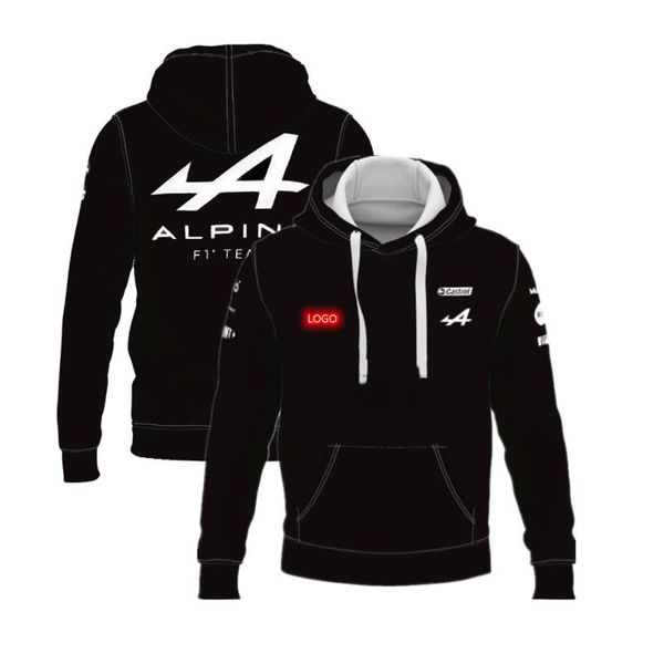 

men's hoodies & sweatshirts 2021 racing alpine f1 team a fan black sweatshirt teamline windbreaker pullover with hood