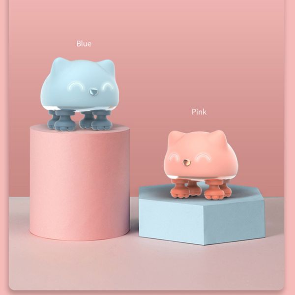 

relief stress & pain cute & adorable mini massager electric 3d deep-kneading & clean scalp massage cat with 3 speed modes for owner and pets