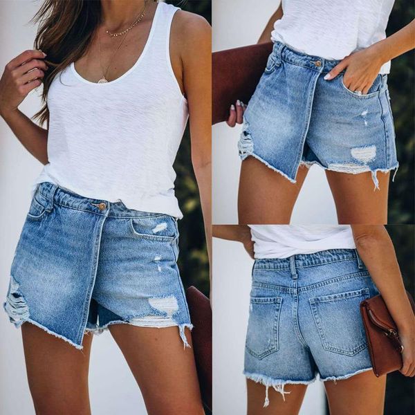 

women's jeans 2021 summer casual temperament light blue shorts denim for women fashion street stretch plus size