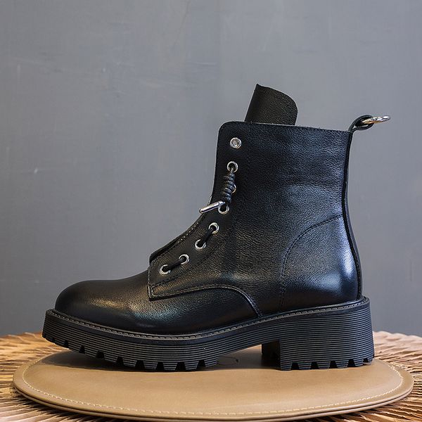 

Fashion Ankle Boots Winter Ankle Boots Genuine Leather Lining Work Shoes Round Toe Front Zip Women Boots Black winter boot women