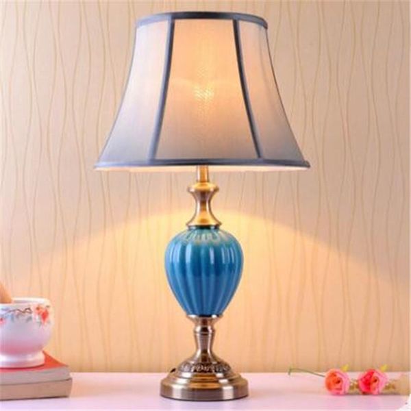 

table lamps blue ceramic bedside lamp modern mediterranean sea dimmer light foyer bed room corner porcelain desk reading 1881