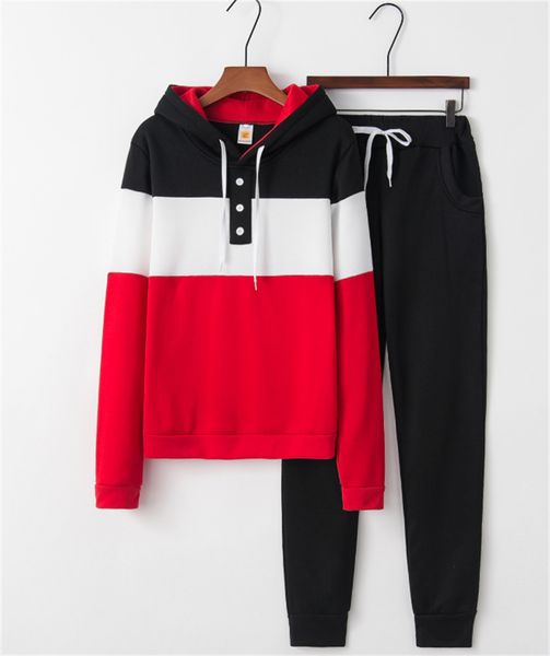 

new womens active tracksuits lady panelled hoodies and pants spring winter casual female letter printed sports set ladies outfit clothes 2 p, Gray