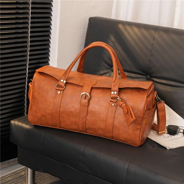 

duffel bags vintage leather men's travel durable quality totes gym bag