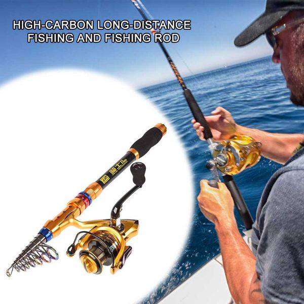 

1.8m-3.6m fishing rod reel combos high carbon cast sea saltwater freshwater kit fishing rod kit gear pole hard