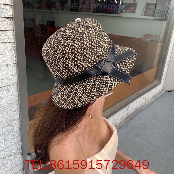 

wide brim hats luojia brand lafite straw hat female sunscreen beach net red flat korean version japanese woven fisherman's, Blue;gray