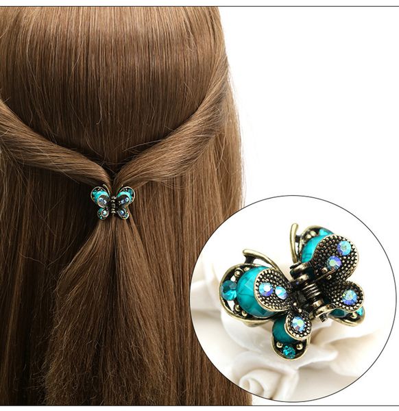 

factory wholesale women's hair ancient bronze resin bow hairpin small grip chinese style headdress hea/rtsch/rome