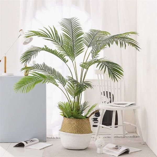60-123 cm palma artificiale piante finte foglia di plastica albero finto per la casa matrimonio giardino pavimento soggiorno decorazioni 211104