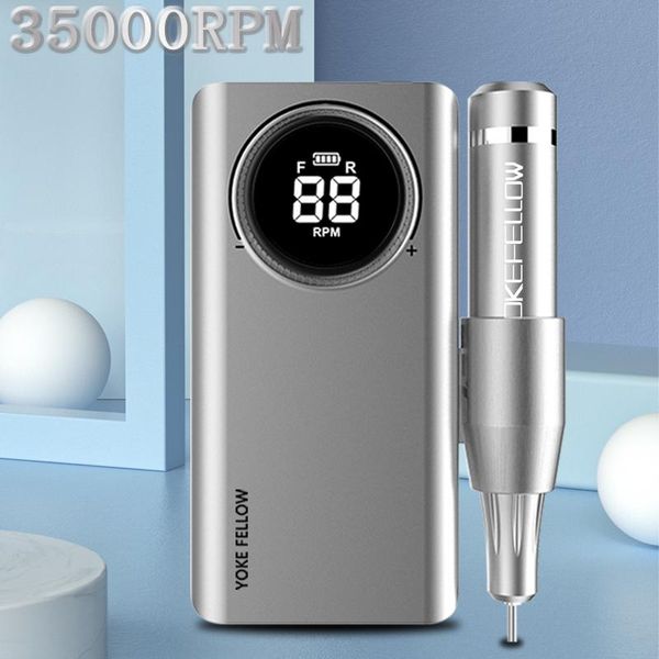 

nail art equipment yokefellow 35000rpm electric drill machine acrylic gel polish portable e-file sander pedicure manicure, Silver
