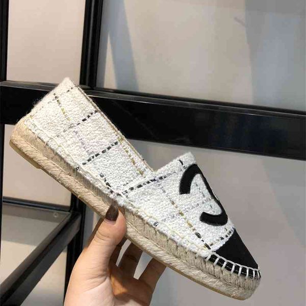 

official website 70% off outlet double fisherman's shoes women's new flat sole single straw weave one foot pedal lazy lefu, Black