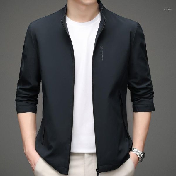 

men's solid collar jacket in 2021 spring and autumn jackets, Black;brown