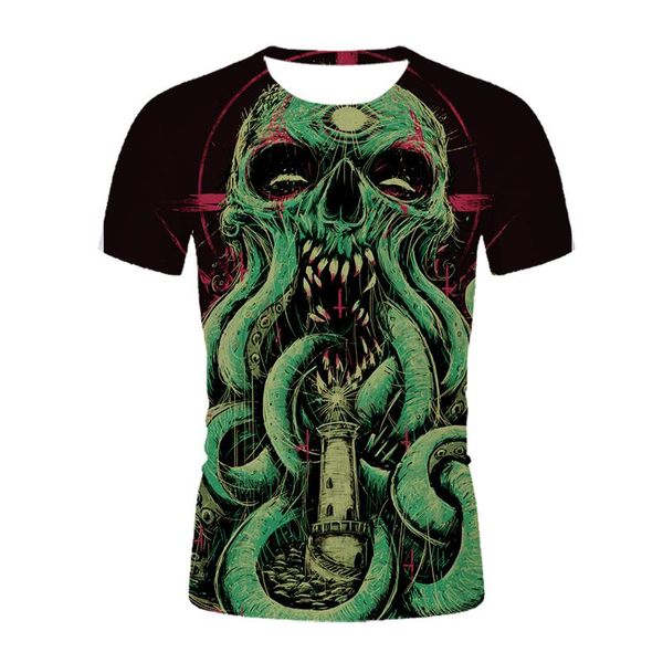 Homens camisetas 2021 homem t-shirt crânio de horror cópia gráfica 3d gótico roupas humorous streetwear camiseta para homens de manga curta de verão