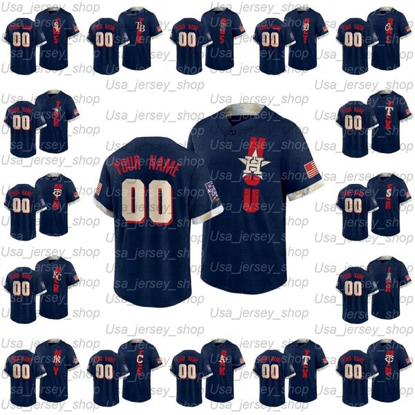 Custom 2021 All Star Game Navy Authentic Coolbase Baseball Jerseys Double Stitched Embroidery Men Women Youth II
