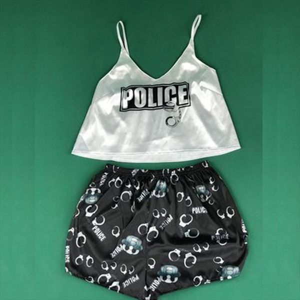 

unicorn pajamas silk fox womens sleepwears print v neck pijamas satin summer pyjama femme home suit, Black;red