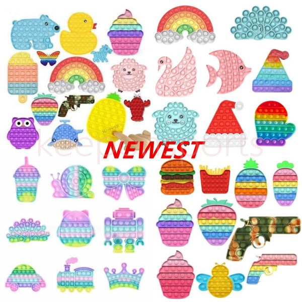 

fidget toys rainbow push it bubble sensory autism special needs stress reliever squeeze sensory toy for kids family dhl shipping 2021 newest