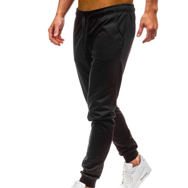 

pure color overalls casual pocket sports work random broek fashion design men, Black