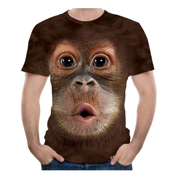 Yeni Fantezi T-shirt Özel 100 Erkekler Satılık Hayvan 3D Baskı Maymun Yüz Dijital Baskılı Erkek T-Shirt