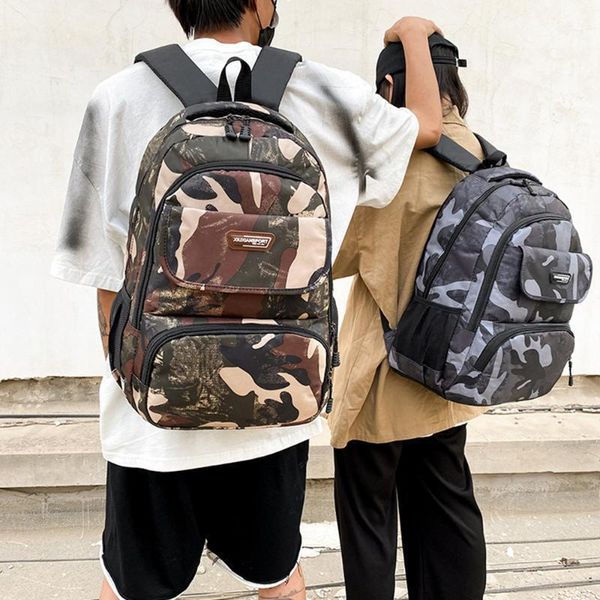 

outdoor bags waterproof nylon camouflage flip zipper backpack large-capacity student bag multifunctional sports x125a1