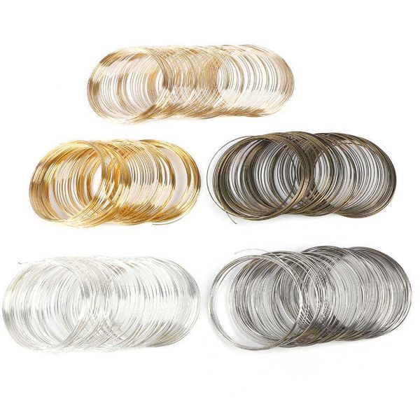 100 Schlaufen 0,6 mm Stahl-Memory-Perlendraht-Armbandkomponenten für DIY-Armreif-Armbandherstellung, Schmuckherstellung, Erkenntnisse Q0719