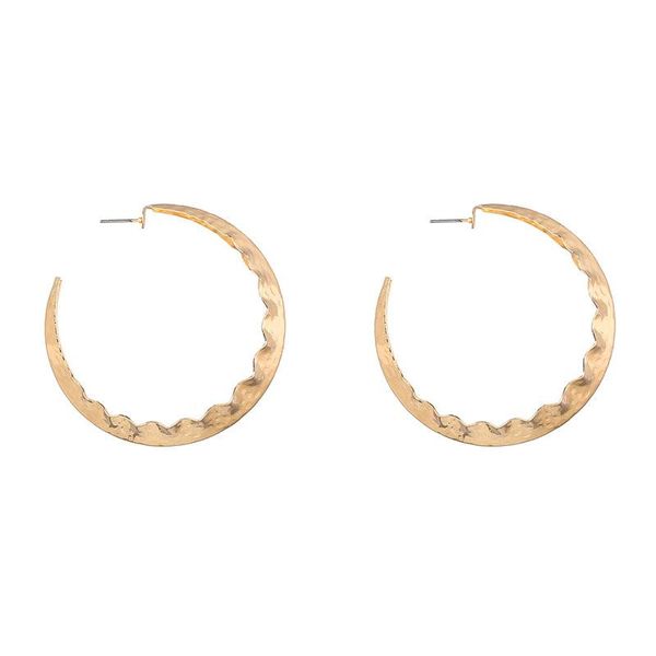 

hoop & huggie 2021 ins gold hammered metal irregular minimalism minimalist earrings trendy korean fashion women party jewelry, Golden;silver