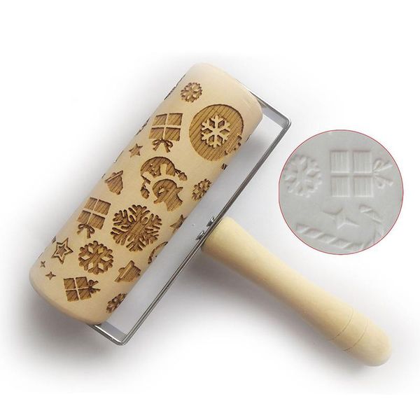 

rolling pins & pastry boards christmas embossing pin wooden printed cookie dough stick fondant tool baking cake kitchen engraved roller