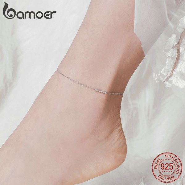 

bamoer small beads anklets for women beaded summer sterling silver 925 foot jewelry fashion style leg bracelet sct007, Red;blue