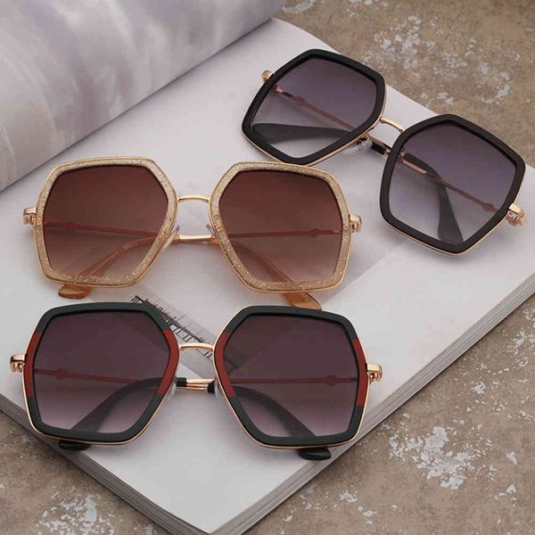 

designer sunglasses oversized polygon glasses women stylish metal plastic glasses outdoor decoration fashion shade eyewear sun glass 7094olo, White;black