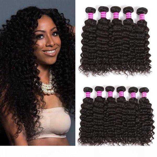 

grade 8a brazilian virgin hair deep wave bundles indian malaysian peruvian wet and wavy human hair extensions remy hair weaves wholesale, Black