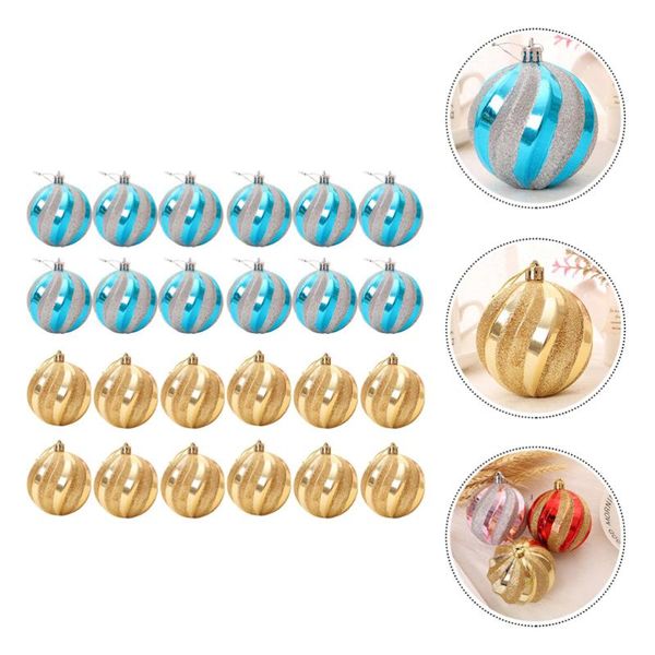 

party decoration 24 pcs christmas gifts threaded balls stylish (golden blue)