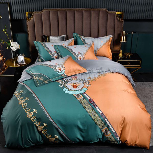 

light luxury 60s large version washing tencel 4-piece ab double sheet quilt cover bedding sheet fitted sheet