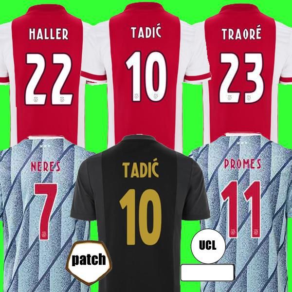 

20 21 ajax amsterdam fc 50th soccer jersey 2020 2021 promes tadic neres men +kids player version football shirts 50 year uniforms kits, Black